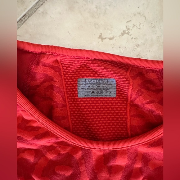 Athleta Red on Red Long Sleeve Fitted Athletic Top - Picture 3 of 5